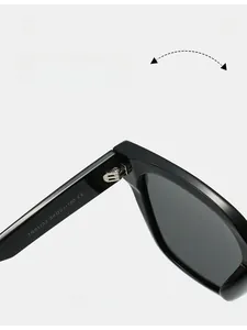 Detailed close-up of TR90 sunglasses showing durable metal hinges and model specifications