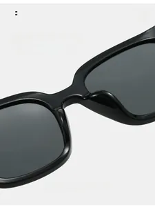 Macro detail of comfortable integrated nose pads on black square TR90 sunglasses