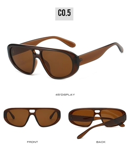 Lunettes de soleil pilote rétro avec verres brun foncé sous plusieurs angles