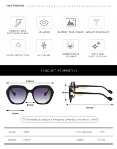 Guida alle taglie e specifiche tecniche per occhiali da sole alla moda con UV400