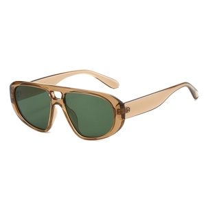 Lunettes de soleil aviateur vintage avec monture ambre et verres vert foncé à double pont