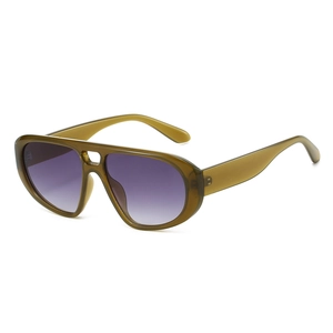 Lunettes de soleil pilote vintage avec monture vert olive et verres dégradés violets