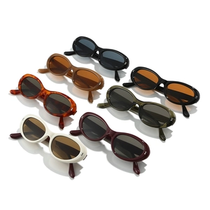 Retro oval frame sunglasses in seven colors with sleek metal accents on temples