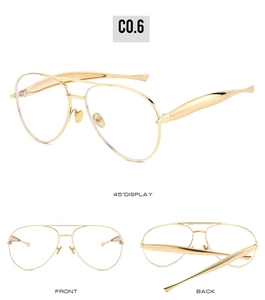 Macro display of gold aviator metal frames showing front and back view with dual bridge