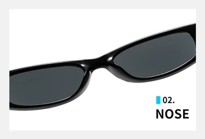 Detailed macro view of the ergonomic black nose bridge on vintage small frame sunglasses