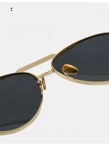 Close-up of comfortable nose pads on gold metal aviator sunglasses for pressure-free wear