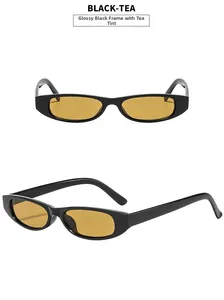 Detail view of glossy black retro sunglasses with tea lenses and sturdy hinges