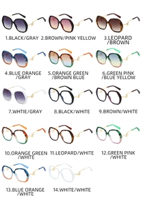 Detailed grid of oversized sunglasses featuring elegant pearl accents on the temples