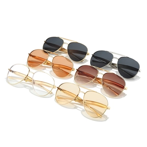 Classic aviator sunglasses with metal frames in six assorted colors and gradient lenses