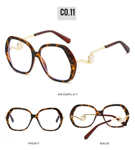 Tortoiseshell frame sunglasses with pearl accents and gold metal temples, multi-angle view