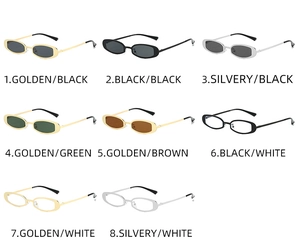 Présentation matricielle de lunettes de soleil vintage ovales en métal en 8 coloris