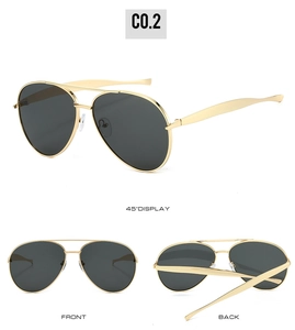 Multi-angle views of classic aviator sunglasses with gold metal frames and dark lenses