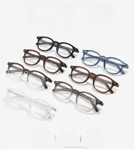 Detailed grid view showcasing seven color options for TR90 round frame fashion glasses