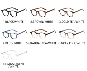 Detailed grid view of stylish TR blue light blocking glasses frames in 7 classic colors