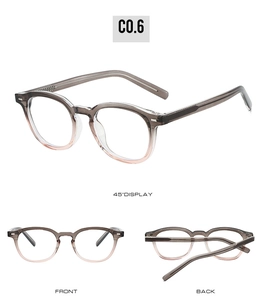Three-angle view of vintage gradient TR anti-blue light glasses frames in smoke and pink