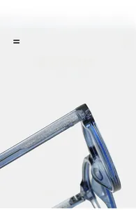 Close-up of lightweight blue transparent glasses frames with non-slip temple texture