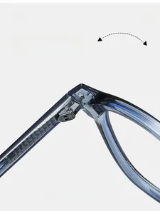 Detail of durable metal hinges on blue translucent TR frames for smooth folding
