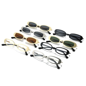 Lunettes de soleil ovales rétro en métal pour hommes et femmes en plusieurs couleurs