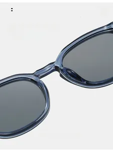 Detail shot of ergonomic integrated nose pads on blue TR90 frame sunglasses