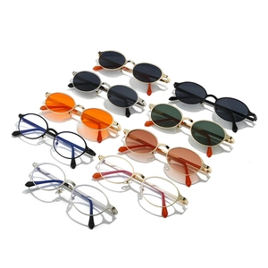Retro oval metal sunglasses collection in assorted colors with UV protection frames
