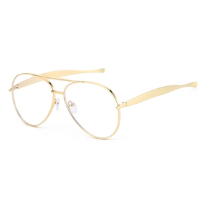 Classic gold metal aviator frame with double bridge design on white background