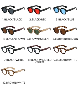 Multiple colors of retro thick frame sunglasses including leopard and solid tint options