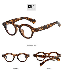 Three-angle view of vintage tortoiseshell round sunglasses with geometric thick frames