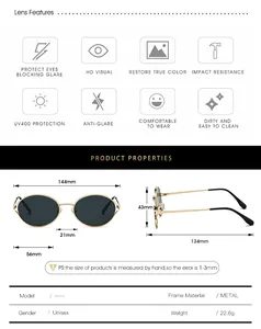Detailed sizing chart and specifications for classic square black metal frame sunglasses