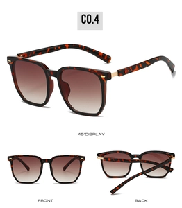 Three-angle view of oversized tortoiseshell sunglasses with brown gradient lenses