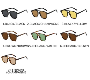 Collection de lunettes de soleil aviateur oversize avec monture à double pont en 7 couleurs