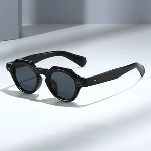Retro Round Frame Sunglasses PC Thick Frame AC Lens UV400 Protection Rivet Decor Fashion Eyewear For Men Women