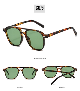 Vues détaillées de lunettes aviateur en écaille avec des verres vert foncé sous divers angles