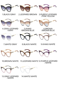 Collection de lunettes de soleil œil-de-chat avec branches en métal en 14 coloris