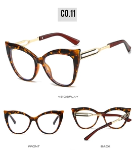 Lunettes œil de chat écaillé avec branches dorées vues sous plusieurs angles différents