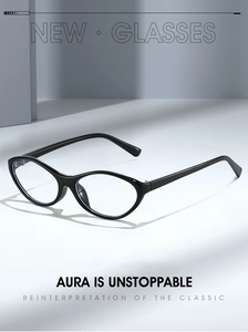 Detail of lightweight black glasses frames with blue light blocking lenses and premium gloss