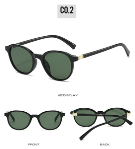 Vues détaillées de lunettes de soleil rondes vintage avec charnières dorées chic