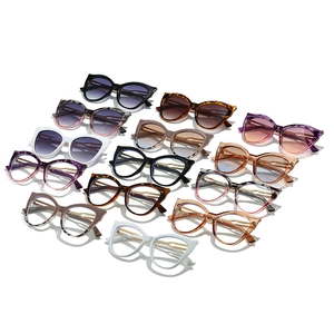 Lunettes de soleil œil de chat surdimensionnées et verres clairs en couleurs variées