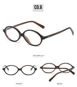 Front, back, and side views of vintage oval tortoise sunglasses with blue light lenses