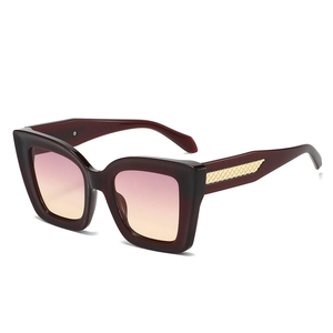 Vintage Oversize-Sonnenbrille mit quadratischem Katzenauge-Rahmen in Dunkelrot