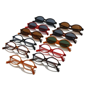 Retro oval sunglasses and clear lens glasses collection in various colorful frames