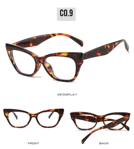 Detailed multi-angle views of cat-eye frames with classic tortoiseshell pattern design