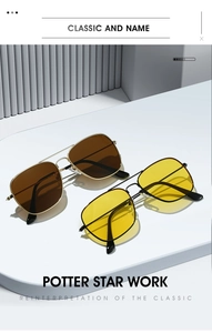 Occhiali da sole aviator classici con doppio ponte in metallo con finiture oro e nero