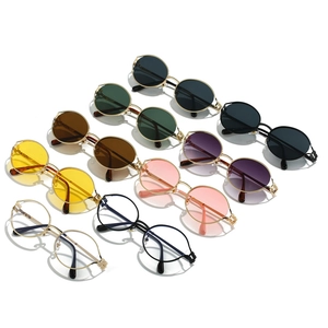 Retro round metal sunglasses in multiple colors with steampunk industrial design frames