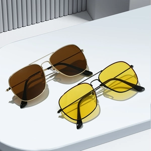 Occhiali Da Sole Aviator Quadrati Montatura In Metallo Doppio Ponte Protezione UV400 Guida Ciclismo Moda Esterna Uomo Donna