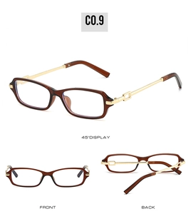 Detail view of rectangular tortoise sunglasses with golden metal temples and hollow hinge