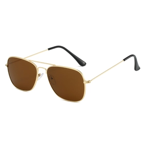 Occhiali da sole aviator con montatura in metallo dorato e lenti polarizzate marroni