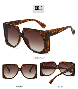 Detailed multi-angle view of oversized square sunglasses with tortoiseshell frames
