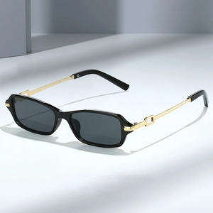 Retro Rectangle Sunglasses PC Frame Metal Temples UV400 Protection Small Frame Fashion Streetwear Eyewear Unisex