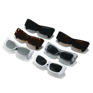 Trendy rectangular thick frame sunglasses set in multiple colors with UV protection
