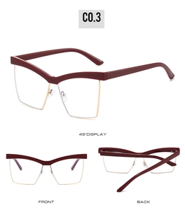 Detailed multi-angle views of vintage cat-eye semi-rimless anti-blue light glasses